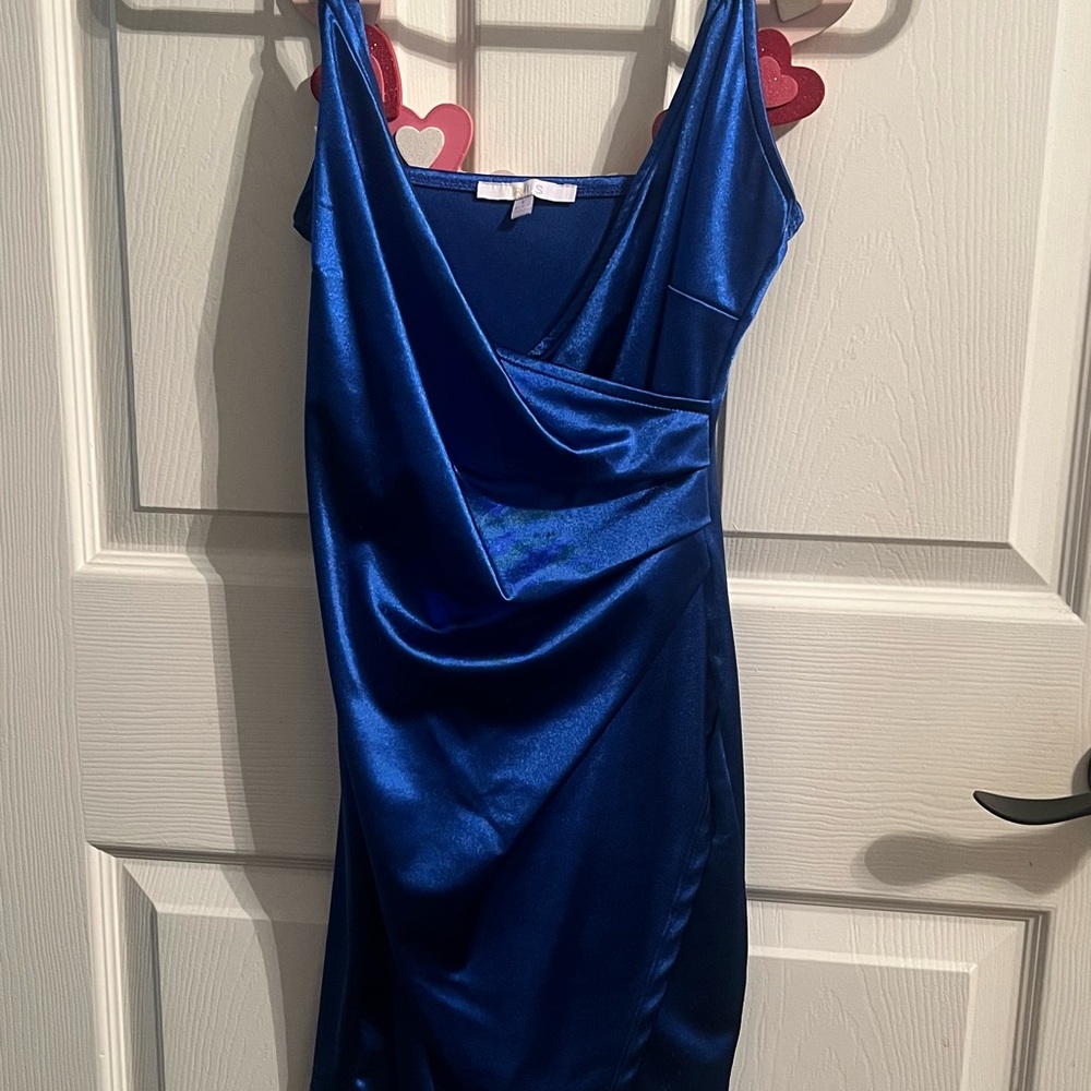 Iris Royal Blue Satin Mini Dress